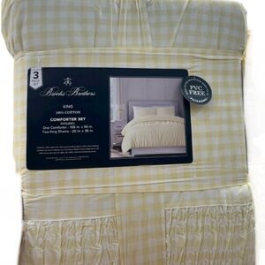 Brooks Brother Yellow and White Checkered King Cotton Comforter Set 106”x90”